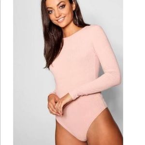 Pink American Apparel Long-sleeve Bodysuit